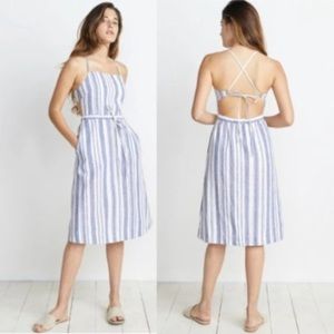 Marine Layer Lily Linen Blue White Stripe Dress